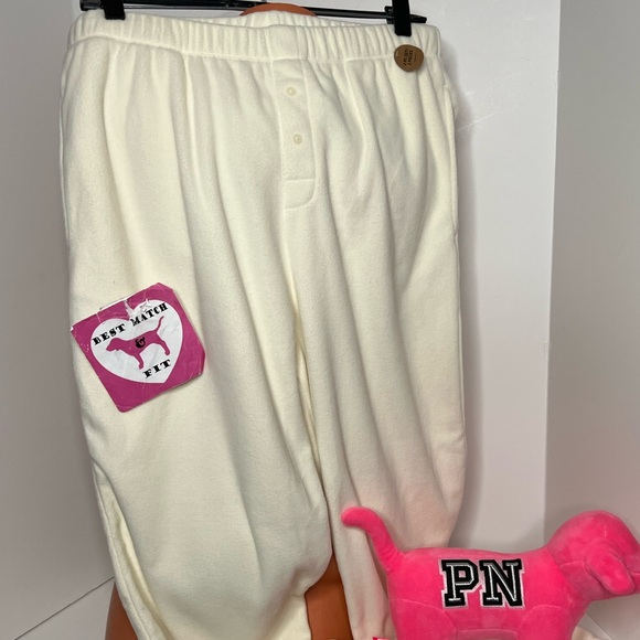 Victoria’s Secret PINK L XL XXL Fleece Pajama Pants Skinny Jogger Sweatpants - Picture 2 of 2